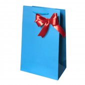 Punga cadou Premium Albastra cu fundita satin - 16x9x27 cm