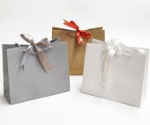 Punga cadou orizontala Monogram Luxury 23x18x12cm - Alb, Silver, Golden