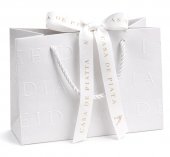 Punga cadou orizontala Monogram Luxury 32x26x15 cm - Alb, Silver, Golden