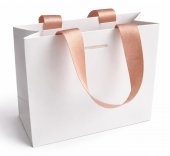 Punga cadou Lux Alb 20x17x9 cm, carton plastifiat 250 g/mp Soft Touch