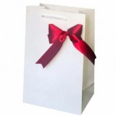 Punga cadou Premium Alba cu fundita satin - 16x9x27 cm