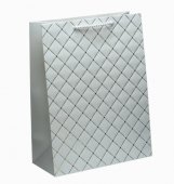 Punga cadou Premium carton embosat 325g, 26x32x12 cm, Alb