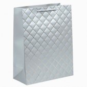 Punga cadou Premium carton embosat 325g, 26x32x12 cm, Silver