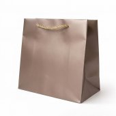 Punga cadou premium Golden Taupe 17x17x11 cm, carton Soft Touch 225 g/mp