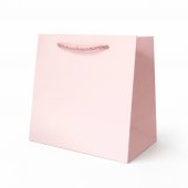 Punga cadou premium Roz pudra 17x17x11 cm, carton Soft Touch 225 g/mp