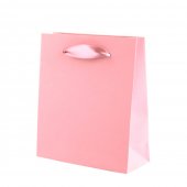 Punga Cadou Roz, Manere Satin, 15x9.5x18 cm