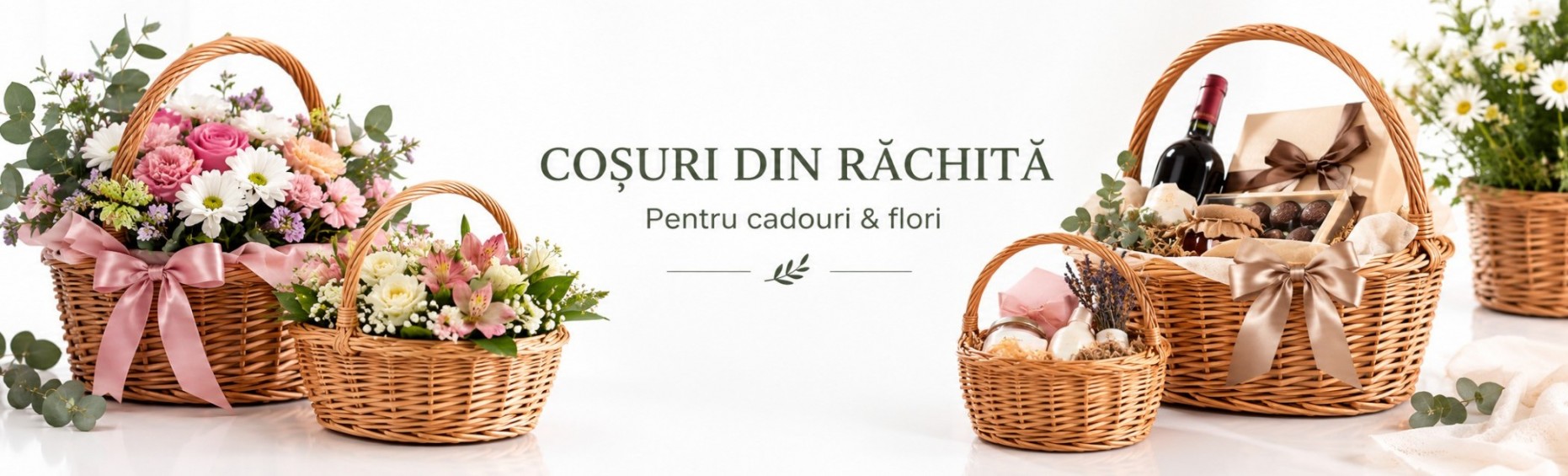 Cosuri impletite din rachita pentru cadouri si aranjamente florale